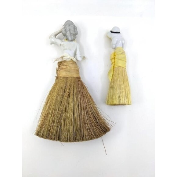 VTG Lot Of 6 Porcelain Half Dolls, 2 Attached To Hand Brooms, Beautiful Figures! - Picture 8 of 8